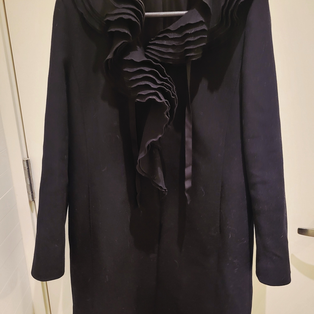Elegant Black Ruffled Coat